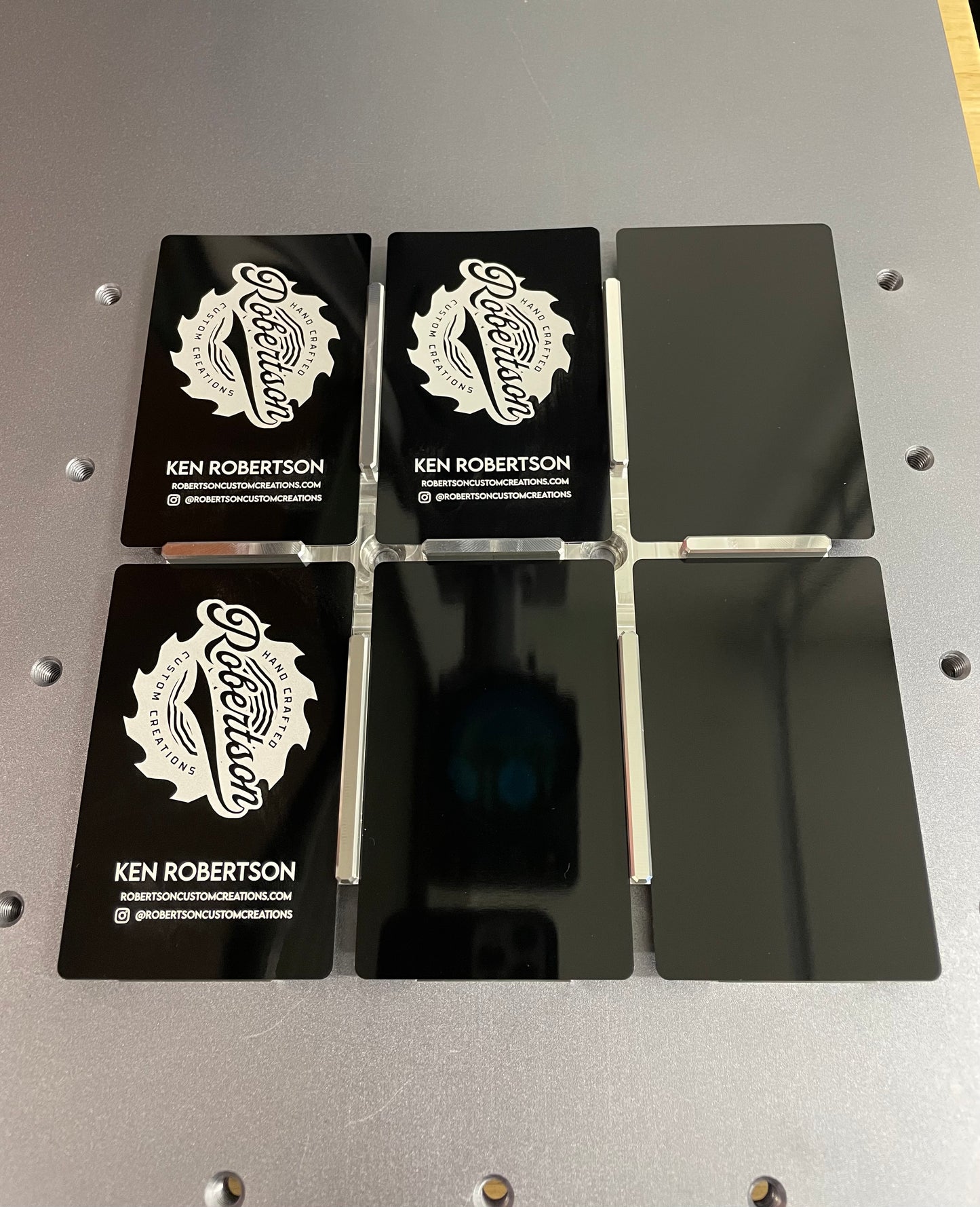 Six Business Card Jig for Fiber Laser